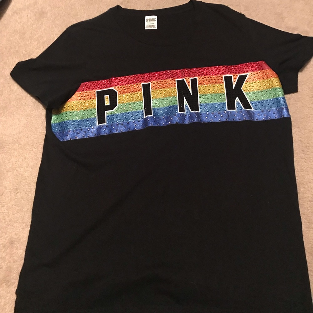 VS PINK Rainbow Bling T-shirt Large